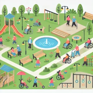 Un parque adaptado donde se práctica ocio inclusivo